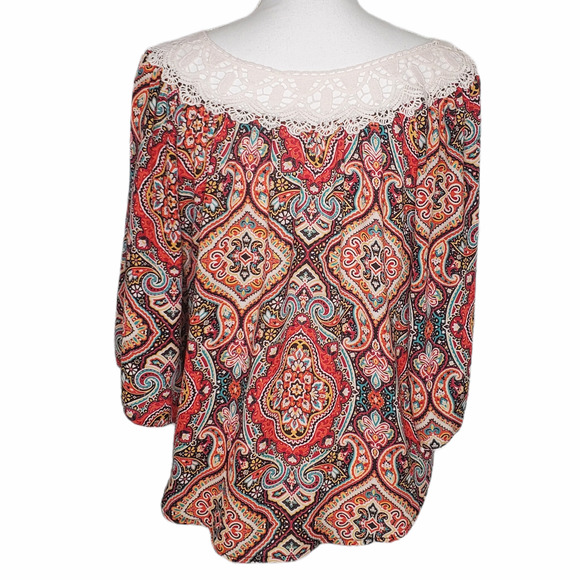Eyeshadow Brand Crochet Boho Top Sz M - Picture 1 of 5